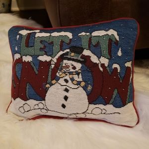 Decorative Christmas Pillow  Snowman Needlepoint